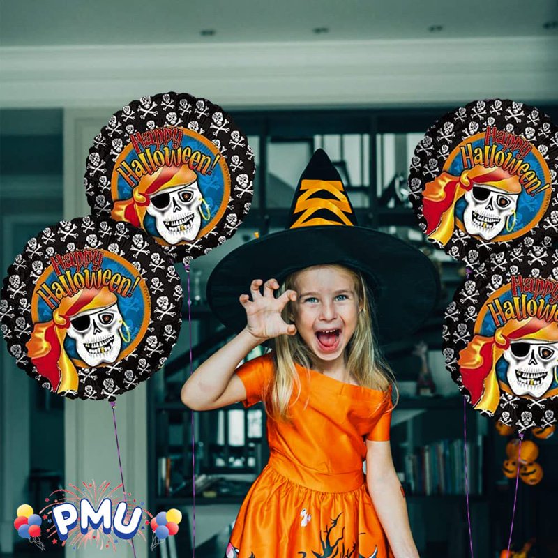 Halloween Pirate Mylar Balloon Pack - 18 Inch Foil Balloons, Variation of Pirate 5