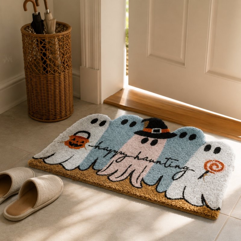 Halloween Ghost Doormat Non Slip Outdoor Entrance Rug Spooky Welcome Mat