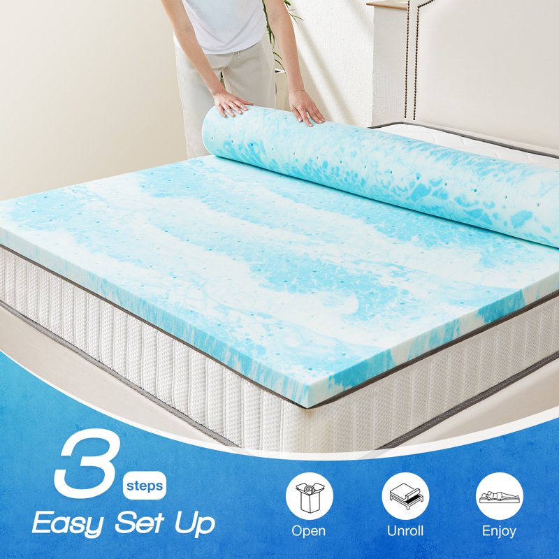 CONCETTA Twin XL Foam Mattress Topper 3 Inch CertiPUR-US Certified Cooling Gel