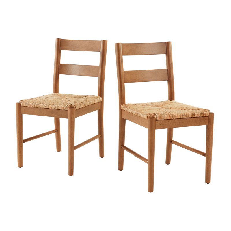 Laurel Seagrass Dining Chairs Set of 2 - Solid Wood, Ergonomic Support