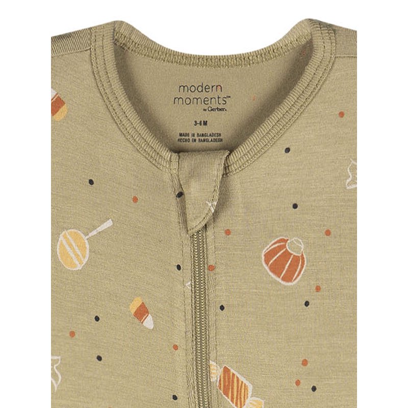 Olive Gray Trick Or Treat Baby Pajama Footed Sleep 'N Play - 6-9 Months