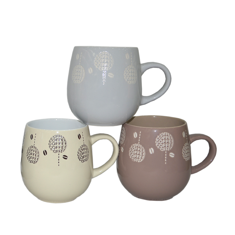 Ceramic Coffee Mug Set - 6-Piece, 17oz with Metal Stand