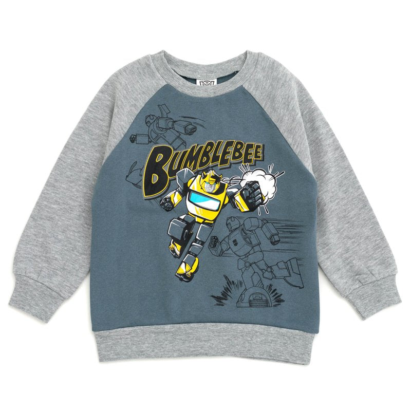 Transformers Bumblebee Fleece Sweatshirt and Cosplay Hat Set - Gray Yellow 10-12 Kids