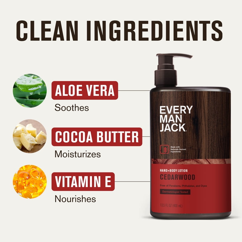 Cedarwood Hand & Body Lotion - Lightweight Moisturizing Formula for Men
