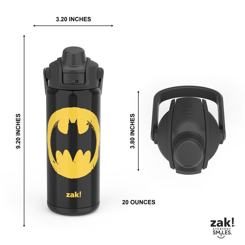 20oz Kids Straw Water Bottle - Stainless Steel Insulated Batman Black
