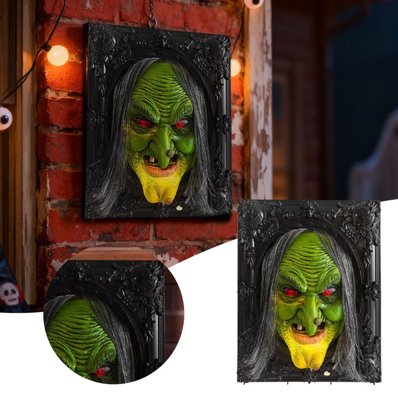Halloween Witch Wall Hanging with Motion Sensor and Sound Effects