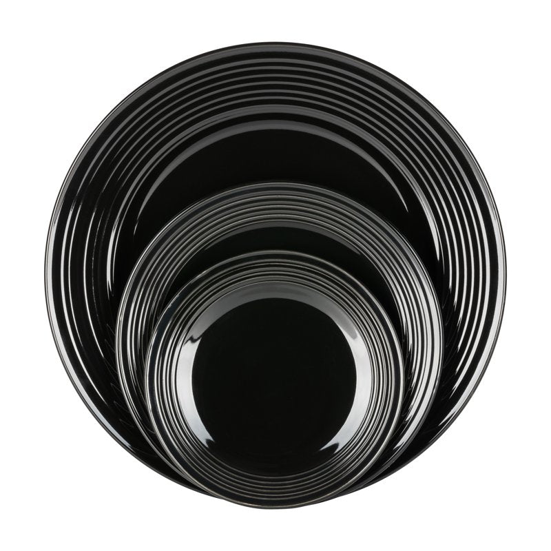 Nova Black Round 62-Piece Stoneware Dinnerware Set - Service for 6