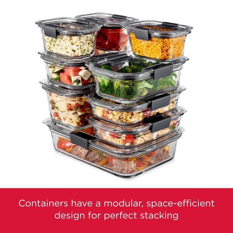 8-Cup Glass Food Storage Container with Lid - 2 Pack, Clear