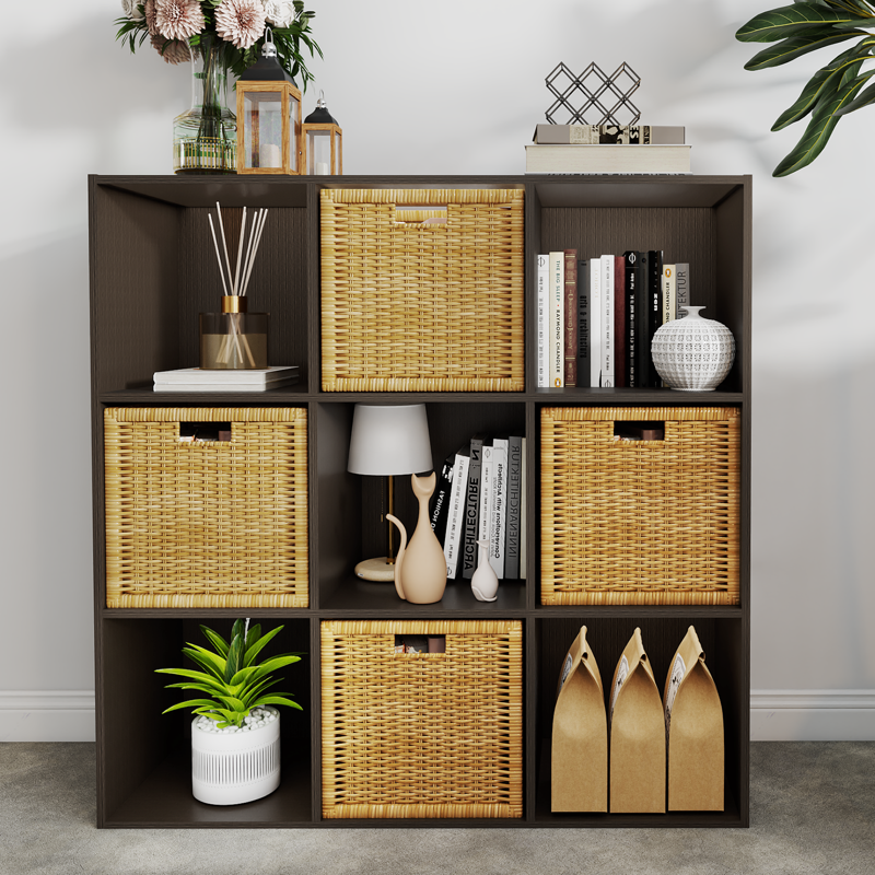 9-Cube Stackable Storage Organizer - Espresso Wood Shelf