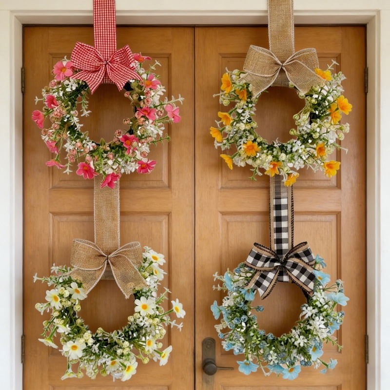 Mini Spring Wreaths for Candles & Decor - Blue, Variation C