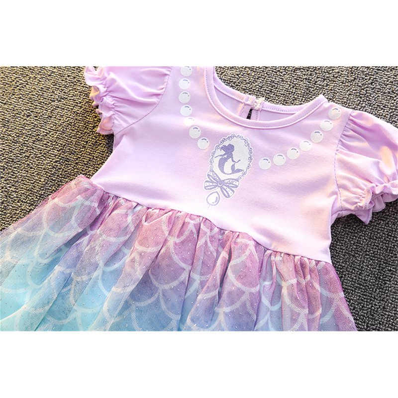 Purple Mermaid Princess Dress for Toddler Girls 5-6T Halloween Birthday Party