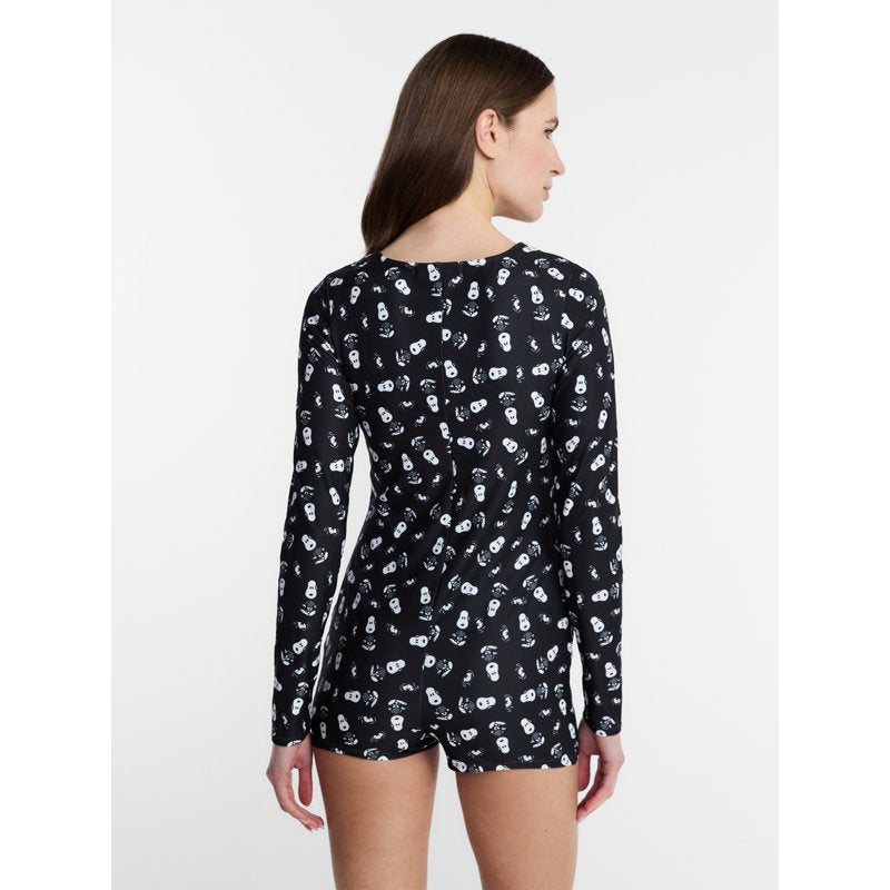 Peanuts Snoopy X-Ray Women's Sleep Romper - Black Beauty 3X