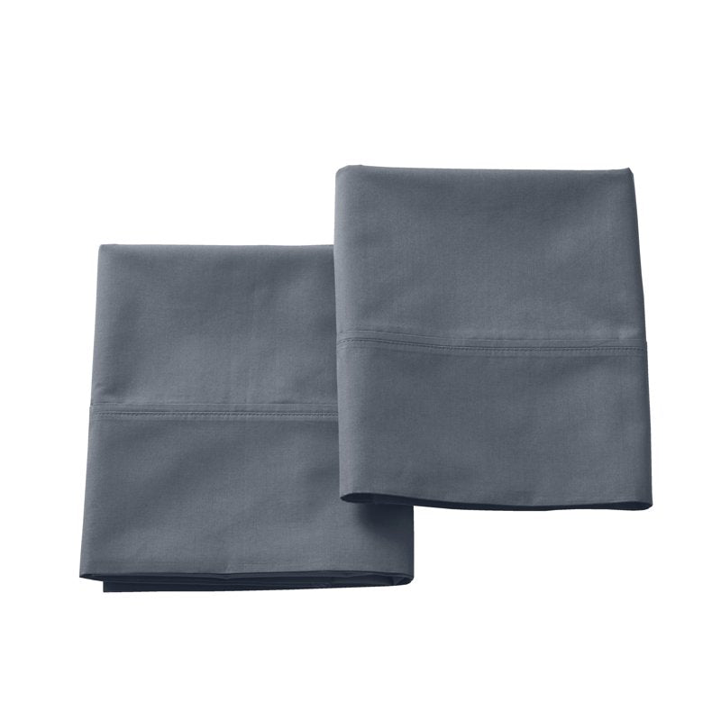 King Size Cotton Percale Pillowcases - Gray, 300 Thread Count, Set of 2