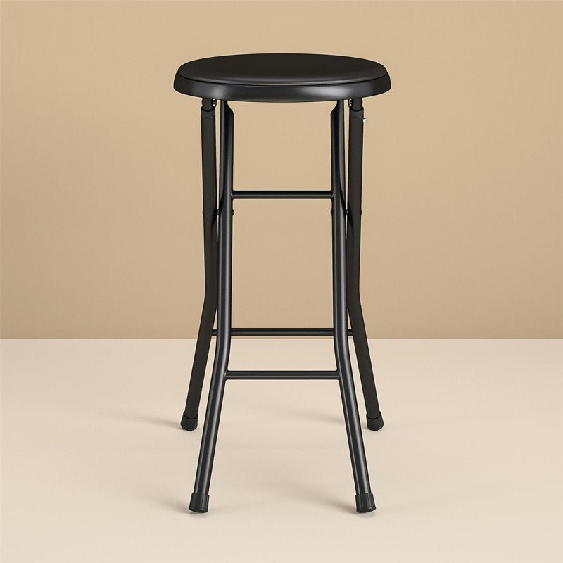 Folding Vinyl Padded Counter Stool - 2 Pack, Black