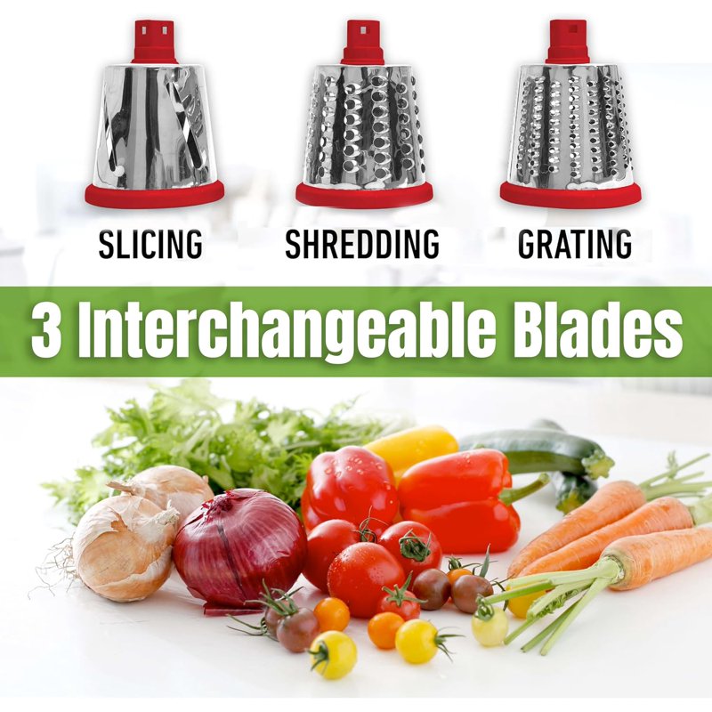Nutrislicer Rotary Cheese Grater & Vegetable Chopper - Red