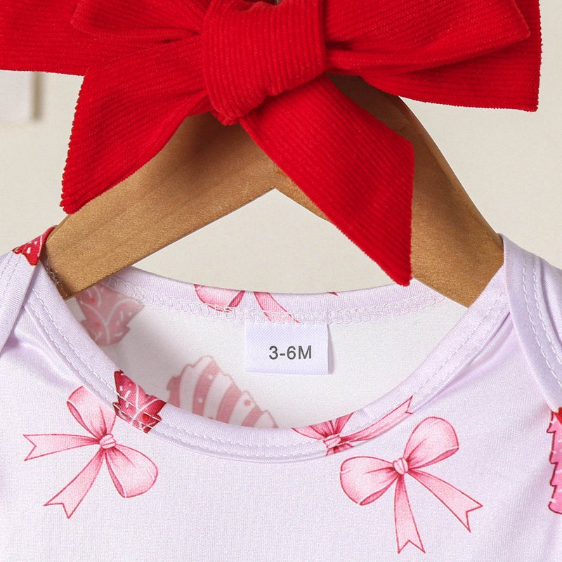 Baby Girl First Christmas Outfit A02-Red 3-6 Months Ruffle Romper & Suspender Dress Set