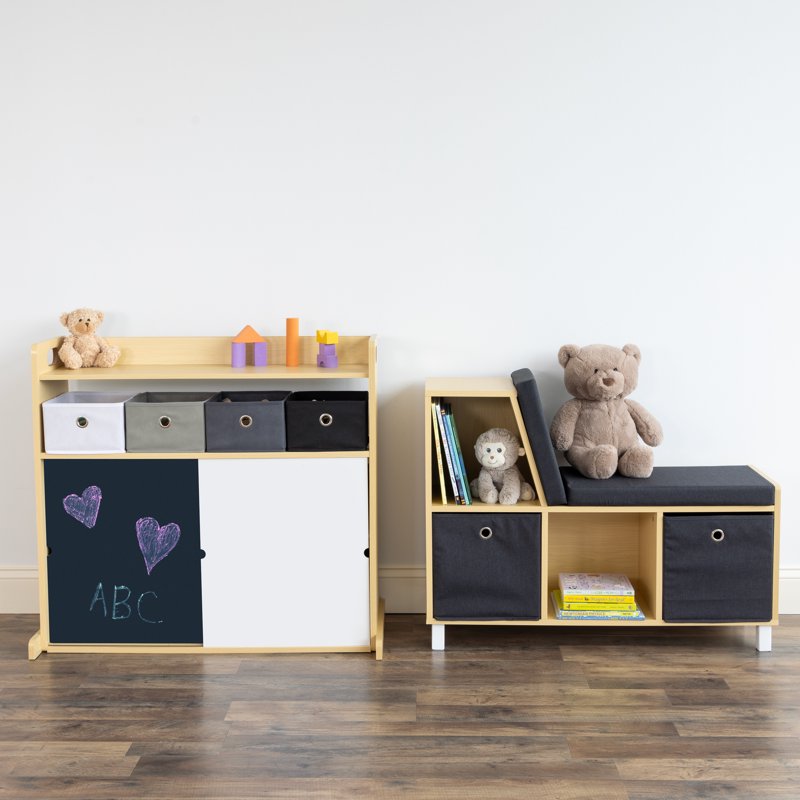 Dalton Toddler Book Nook with Storage - Natural/Black/White/Grey
