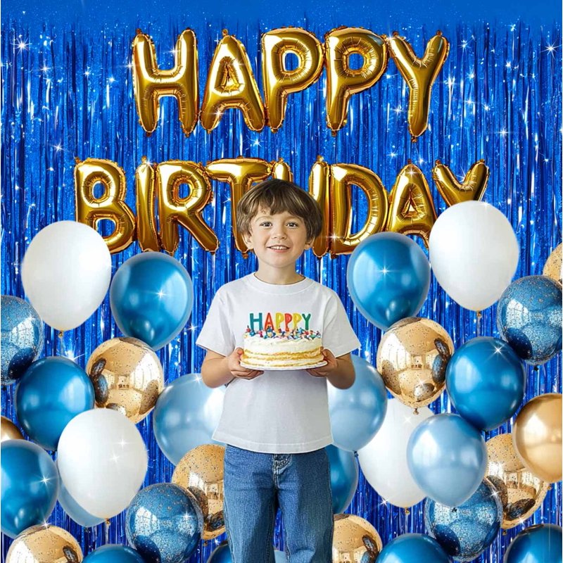 Blue Foil Fringe Curtain 3-Pack for Events - Birthday, Wedding, Party Decorations
