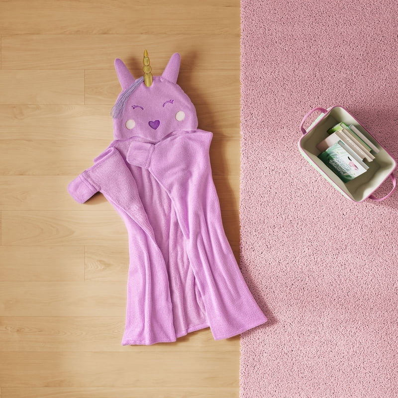Kids Hooded Plush Throw Blanket - Unicorn, 50x40 Inches, Cozy & Lightweight