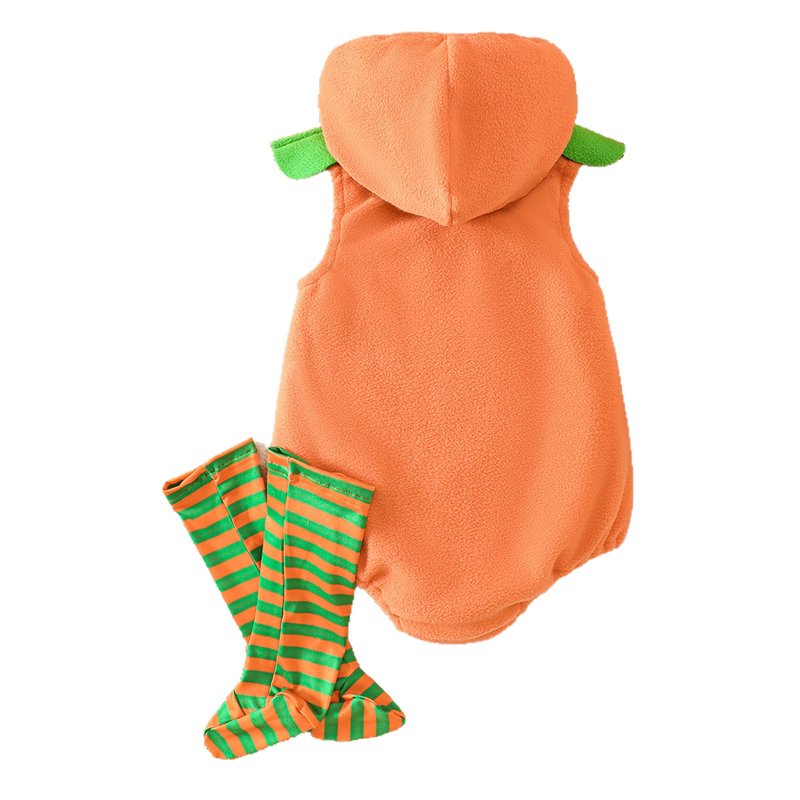 Unisex Baby Halloween Pumpkin Romper Set with Socks - 12-18 Months
