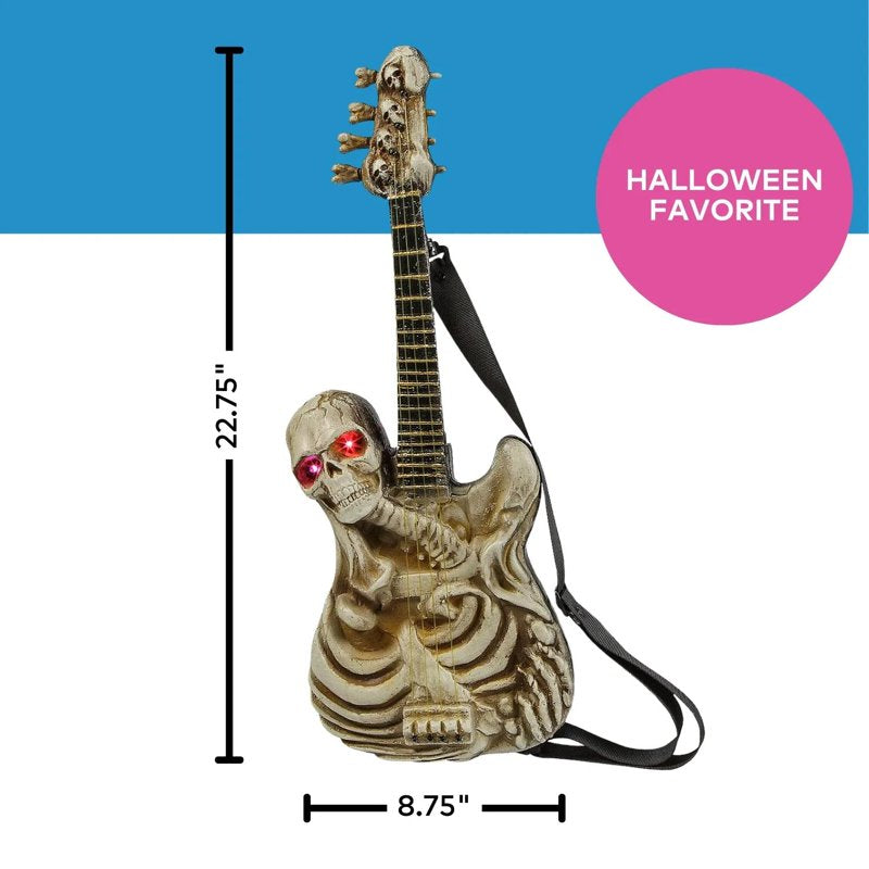Light-Up Ukulele-Shaped Skeleton Halloween Decoration - 2 Ft Plastic