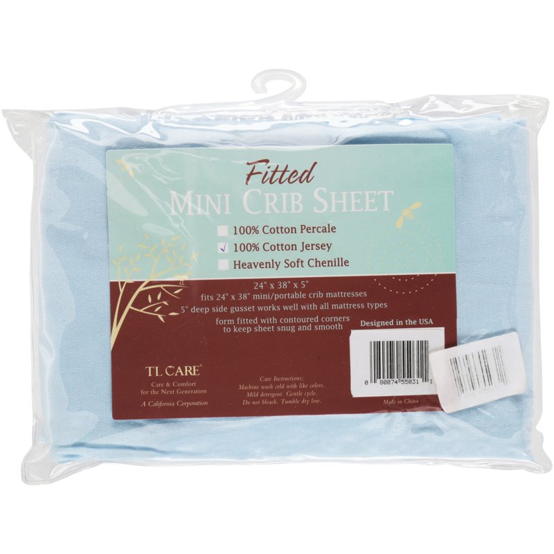 Mini Crib Sheet Blue 100% Cotton Jersey Fitted Mattress Cover for Baby