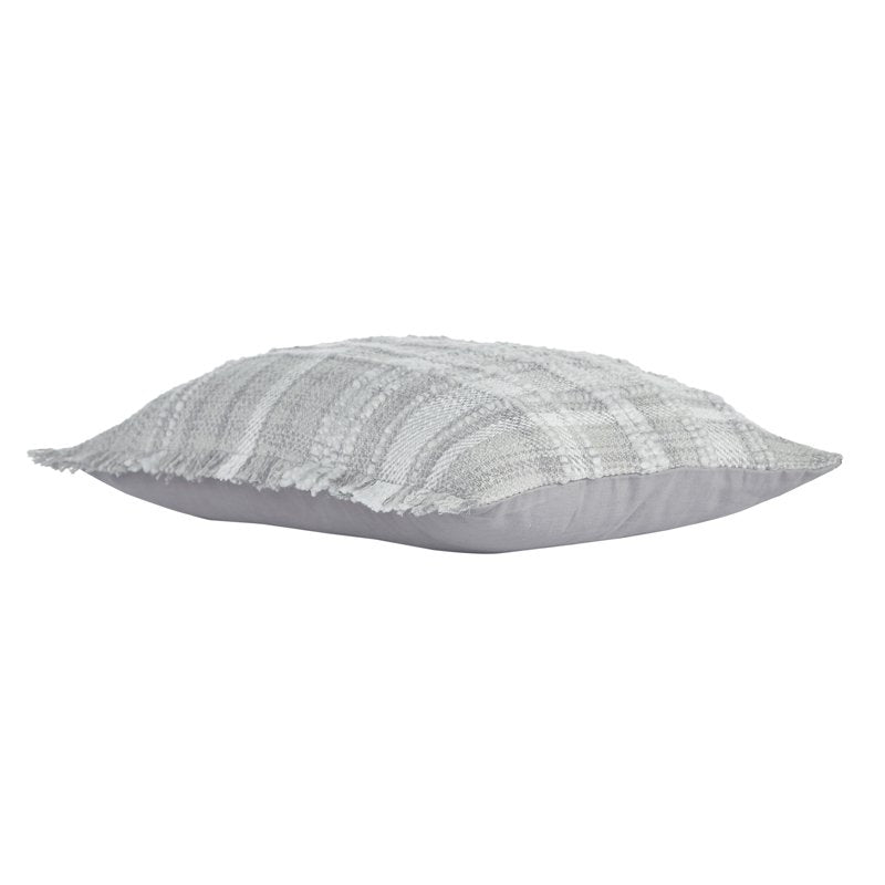 Silver Plaid Cotton-Rich Decorative Pillow 14x20 Set of 2 - Lulu
