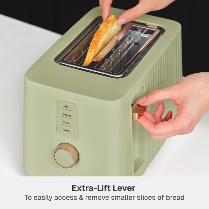 2-Slice Toaster with Extra-Wide Slots & Crumb Tray - Eucalyptus Green