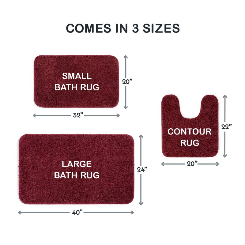 Mainstays Basic Polyester Bath Rug - Red, 20 x 32 Inches, Non-Slip
