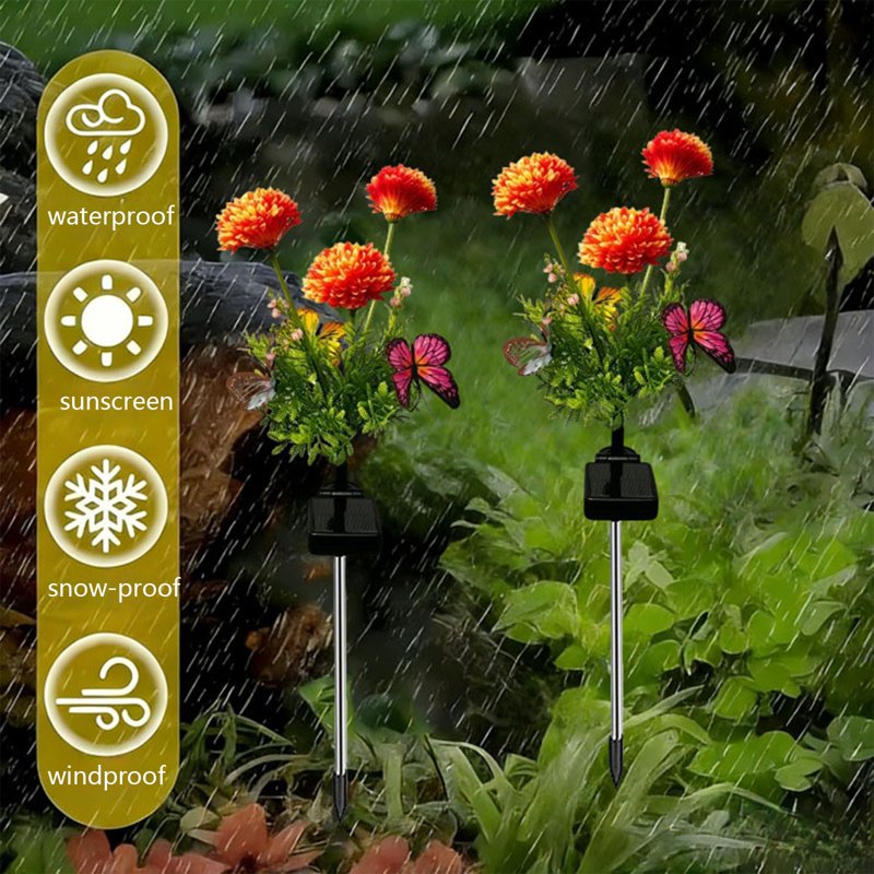 Solar Powered LED Flower Lamp Outdoor Garden Yard Decor - Green B Variation