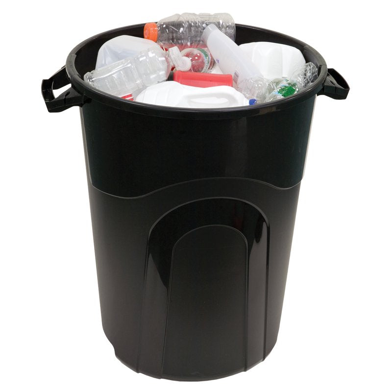 32 Gallon Plastic Trash Can with Click Lock Lid - 2 Pack