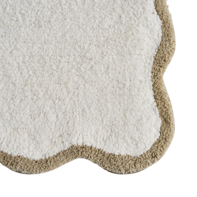 Cotton Bath Rug Runner - Ivory Scallop, 24 x 60 Inches - Farmhouse Style