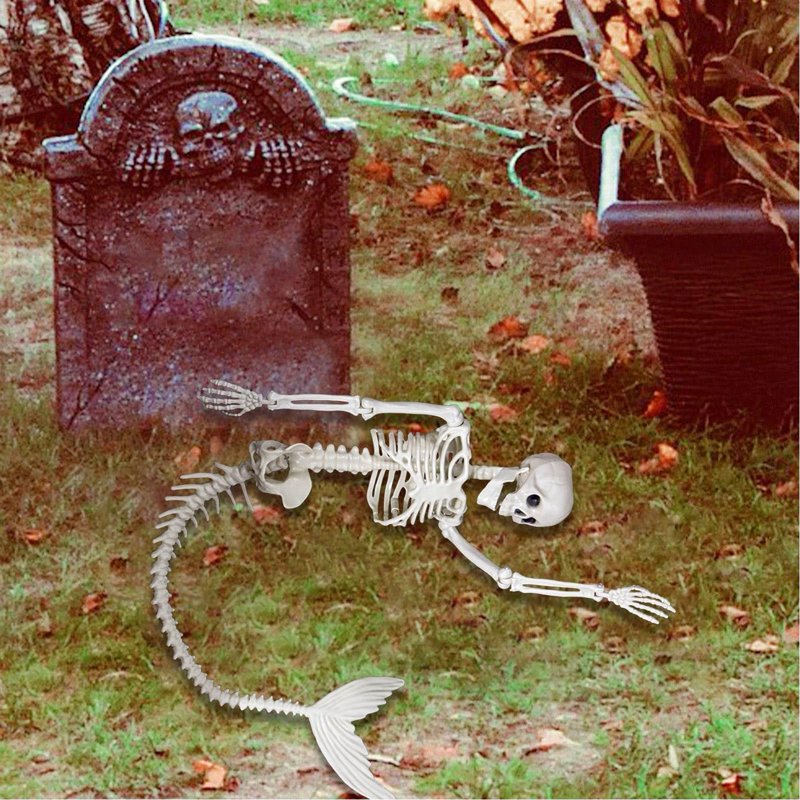 Life Size Skeleton Mermaid Halloween Outdoor Decoration with Movable Joints