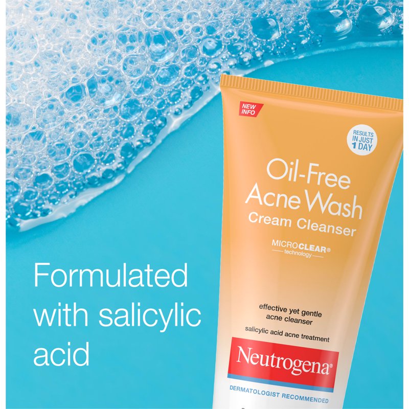 Salicylic Acid Acne Cream Cleanser - Oil-Free Face Wash, 6.7 fl oz