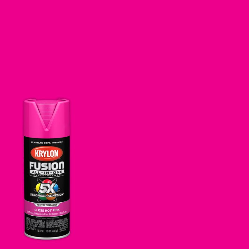 Krylon Fusion All-In-One Spray Paint - Gloss Hot Pink, 6 Pack, 12 oz