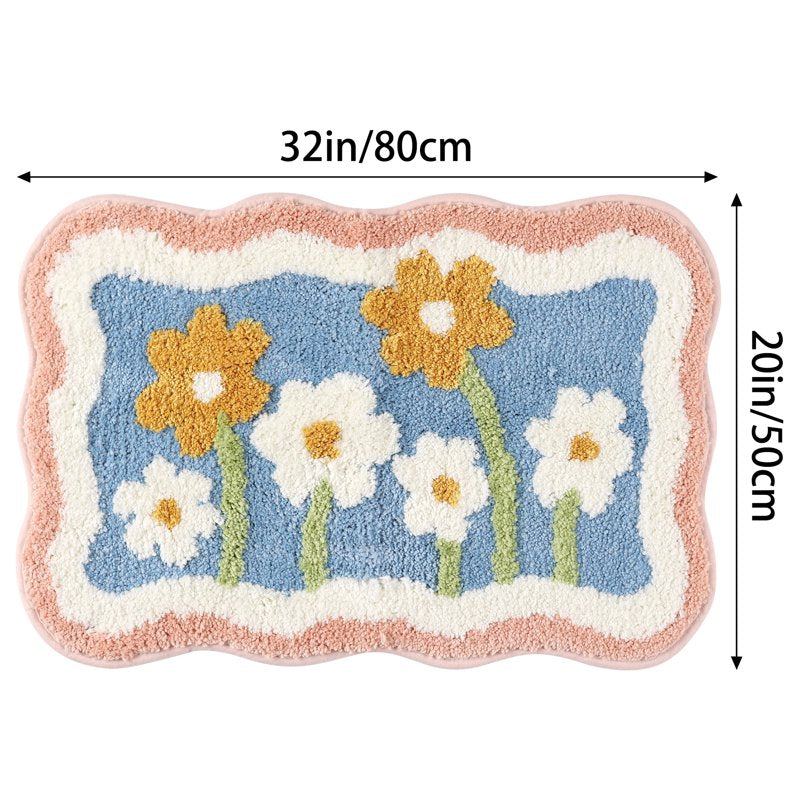 Bathroom Rugs Plush Fluffy Non-Slip Print Quick Dry 20x32 Inches - Flower-2