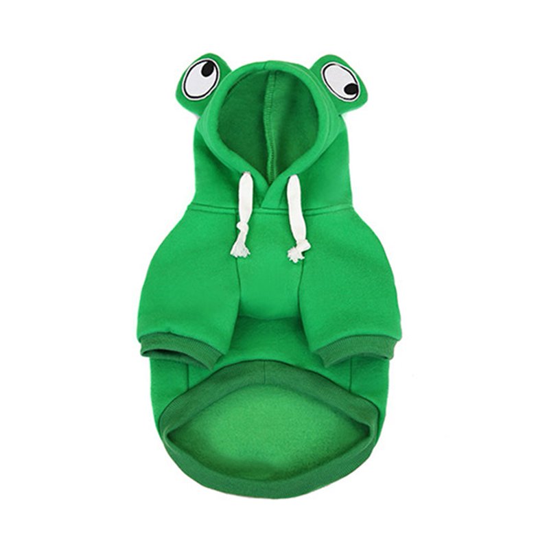 Green XL Winter Plush Dog Coat Hoodie - Small Dog Halloween Cosplay Costume
