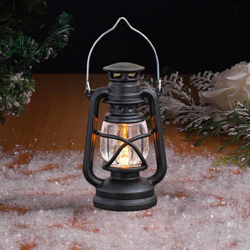 Openpig Vintage LED Hurricane Lantern - Black Outdoor Hanging Camping Lamp