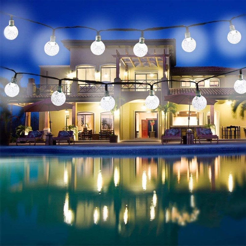 Outdoor Solar String Lights 35.6ft White Globe LED Waterproof with 8 Modes