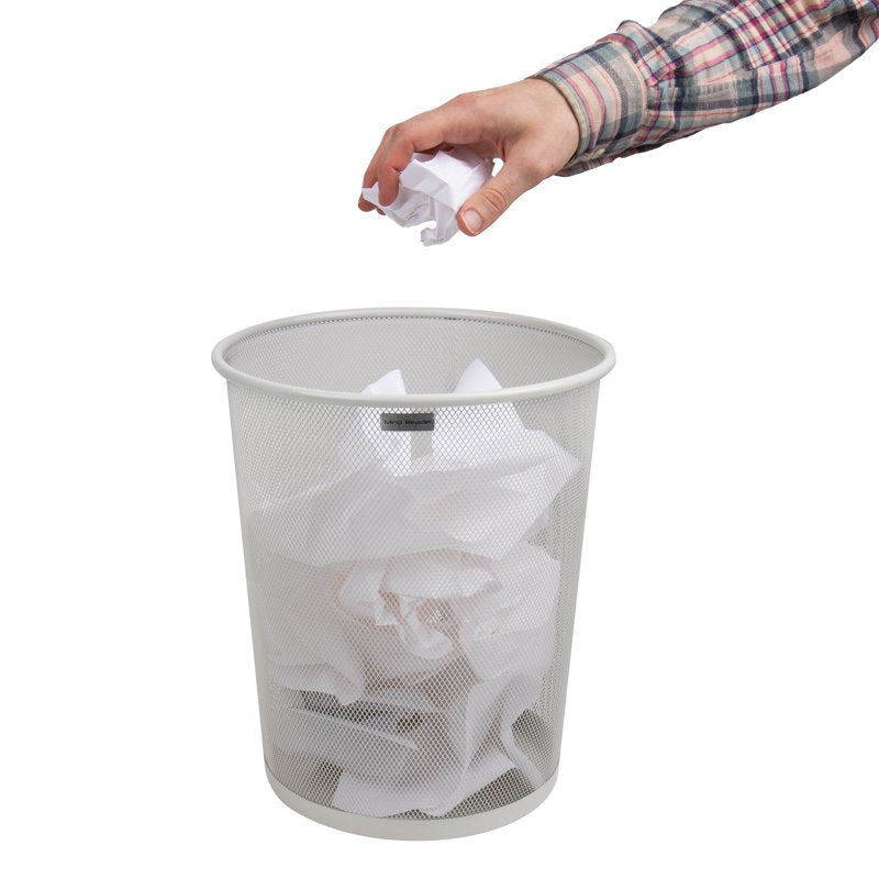 Metal Mesh Trash Can Set - 16.65L, Round Waste Basket, White