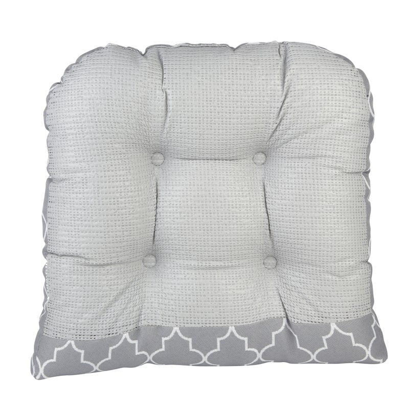 Non-Slip Trellis Tufted Chair Cushions - Gray, Set of 2