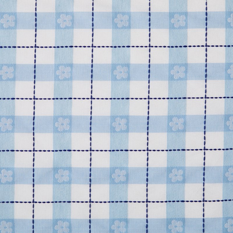 Daisy Woven Fabric Tablecloth - Blue, 70 in Round