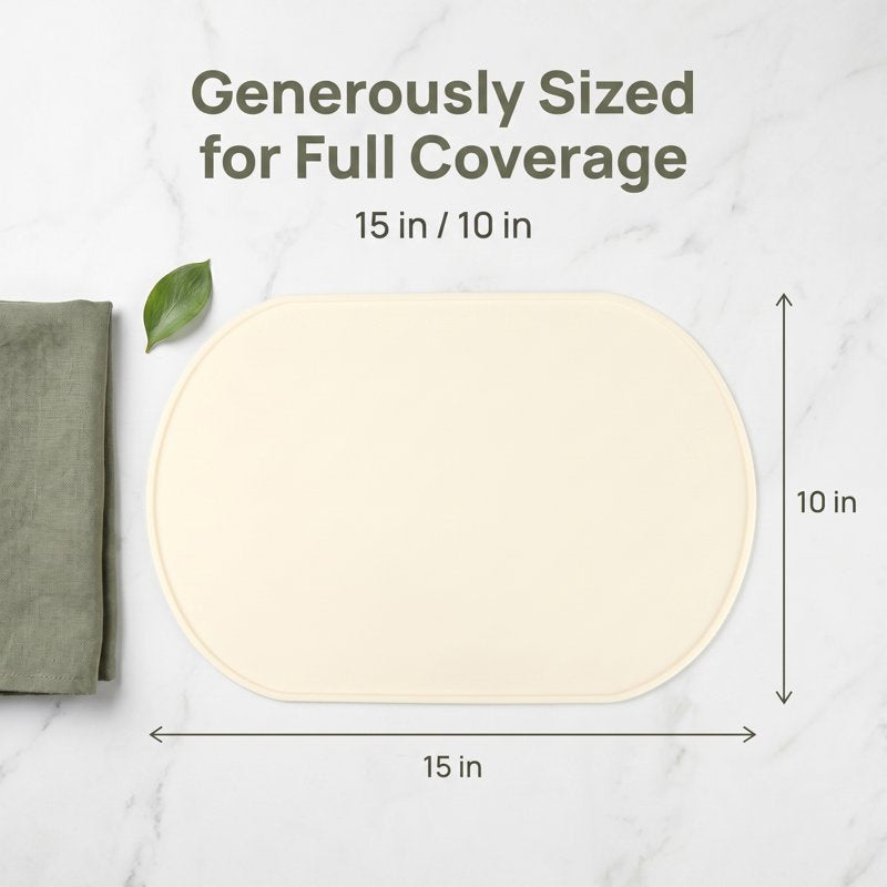 Silicone Placemats - 6 Pack, Milk White, 15" x 10"