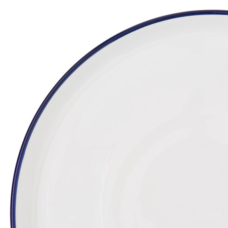 Blue Rim Stoneware Dinner Plate - 10.1 in - Blue and White