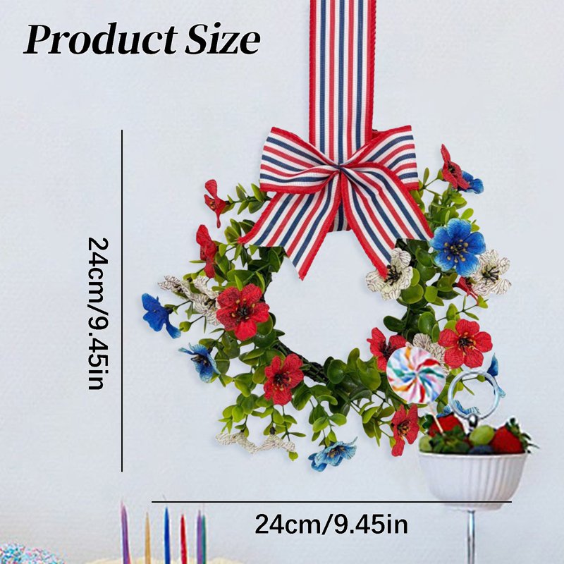 4th of July Hanging Wreaths for Cabinets with Flowers - Variation E