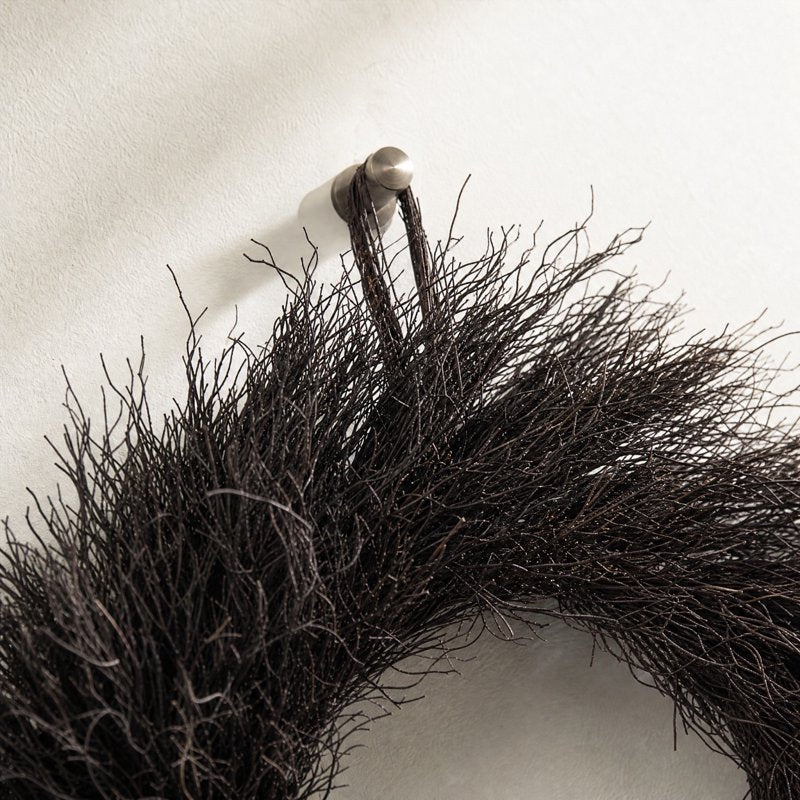 Black Dead Branch Wreath - 15.7 Inch Natural Twig Front Door Decor for Halloween & Fall
