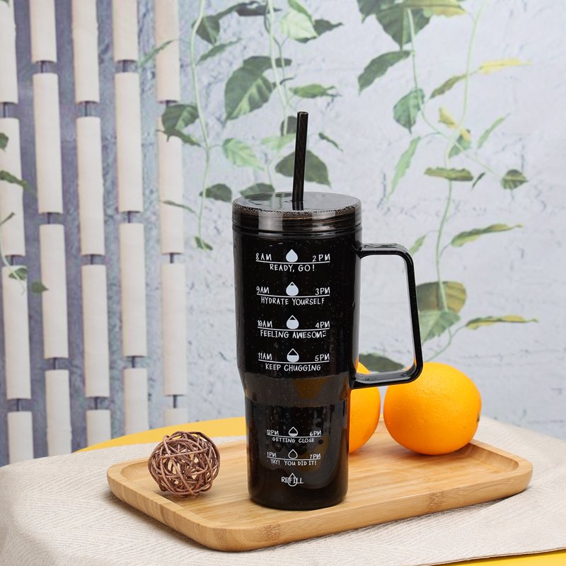 30 oz Black Bubble Pattern Tumbler with Handle