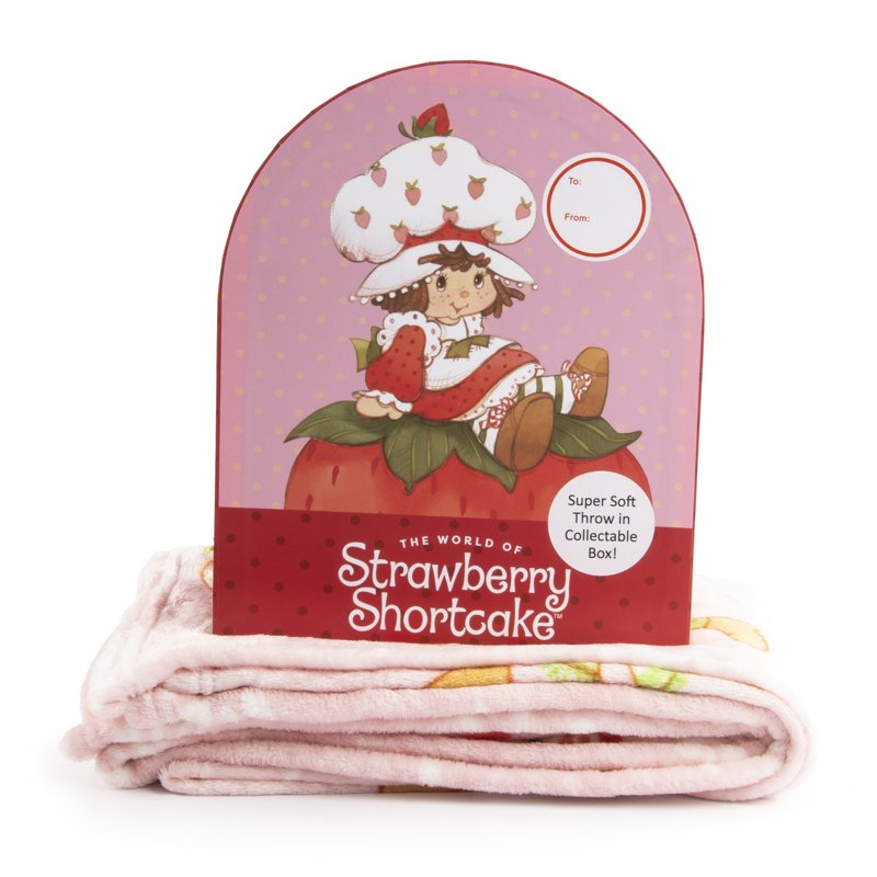 Wildbrain Strawberry Shortcake Shaped Box Throw Set - Kids Bedroom Decor