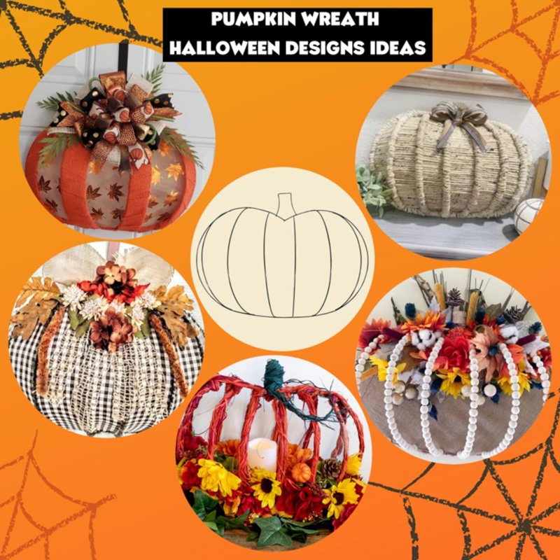 Pumpkin Shaped 3D Metal Wreath Forms for Fall Halloween Autumn Decor - Pack of 2