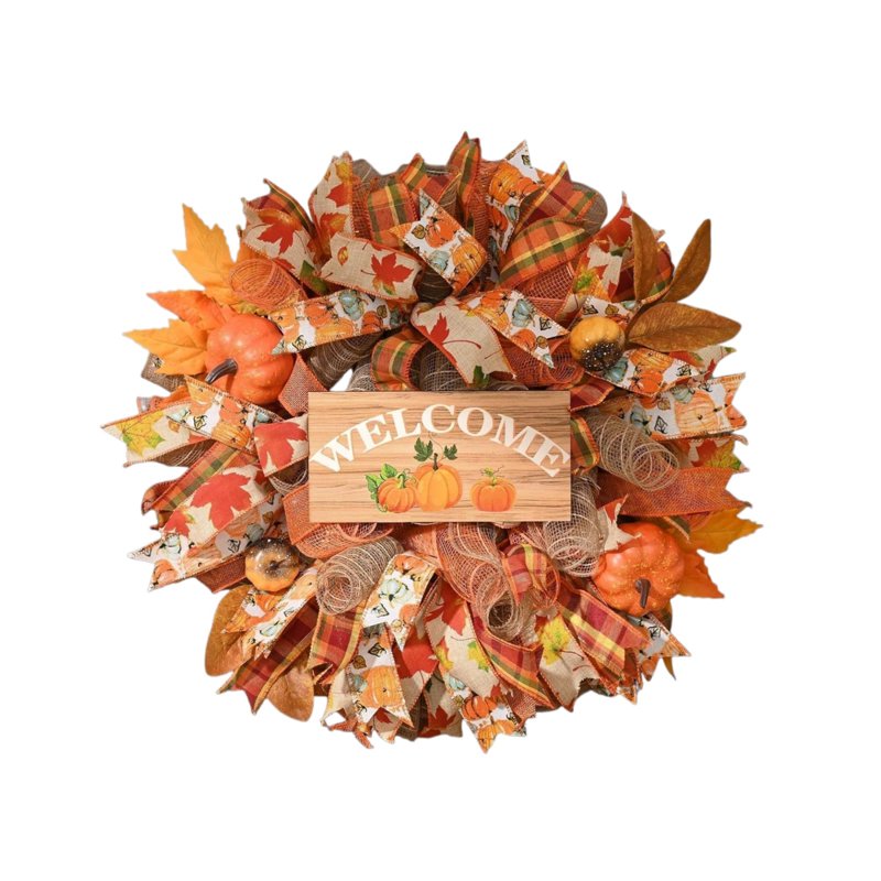 Artificial Fall Wreath for Thanksgiving Decorations - Hanging Indoor Outdoor Holiday Decor - Variation 003 Thanksgiving